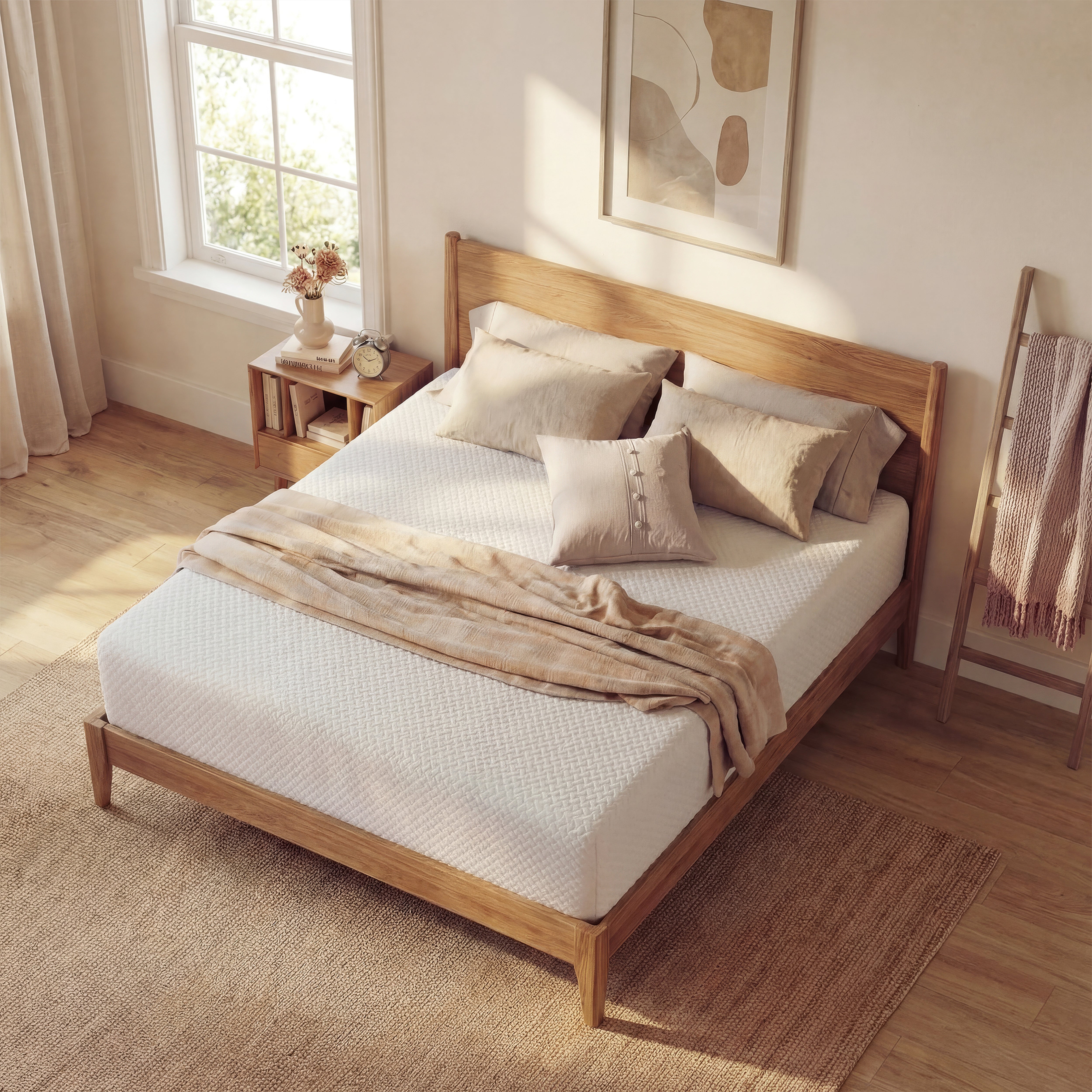 Close-up of Lifement Element Green Tea Mattress corner showing white breathable quilted cover texture and edge profile