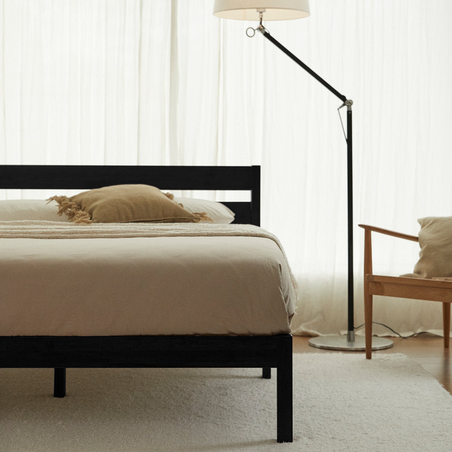 Classic Bed Frame with Head Board Black Color