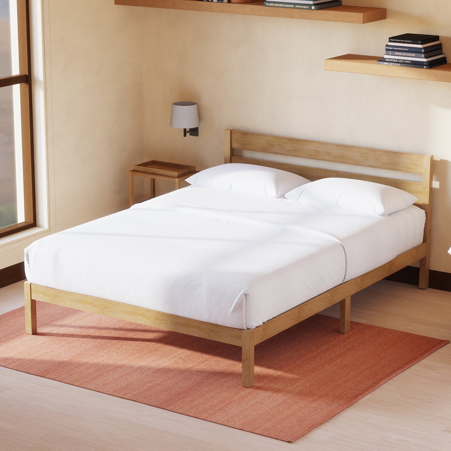 Classic Bed Frame with Headboard Natural Color