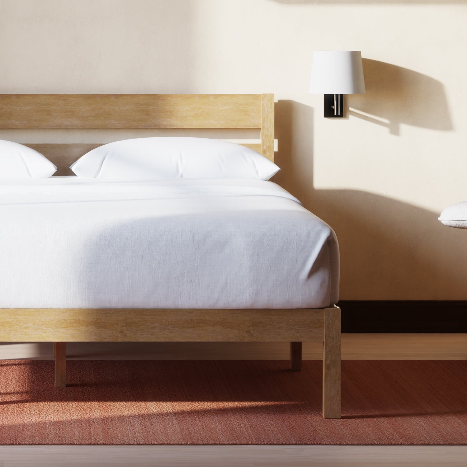 Classic Bed Frame with Headboard Natural Color