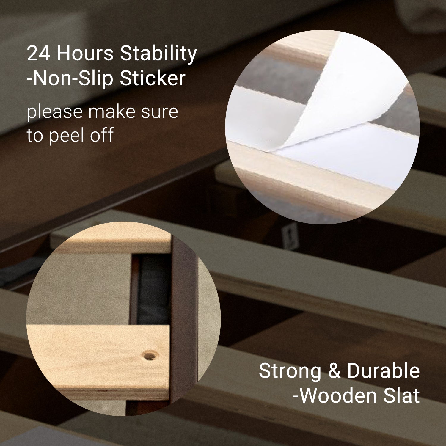 Instructions for removing non-slip stickers on strong and durable wooden slats
