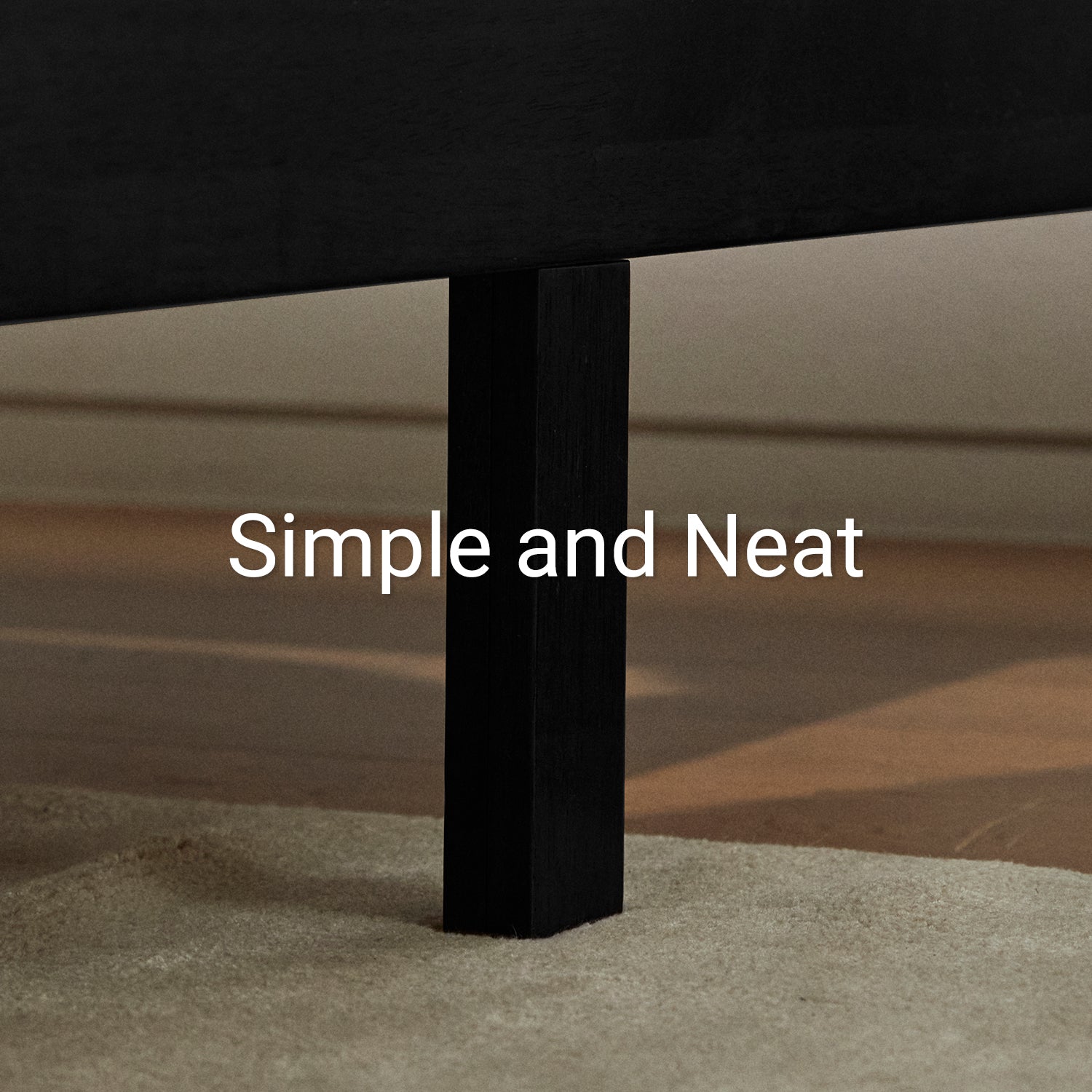 Close-up of Lifement Classic Bed Frame leg in black finish showing clean square edges and modern design
