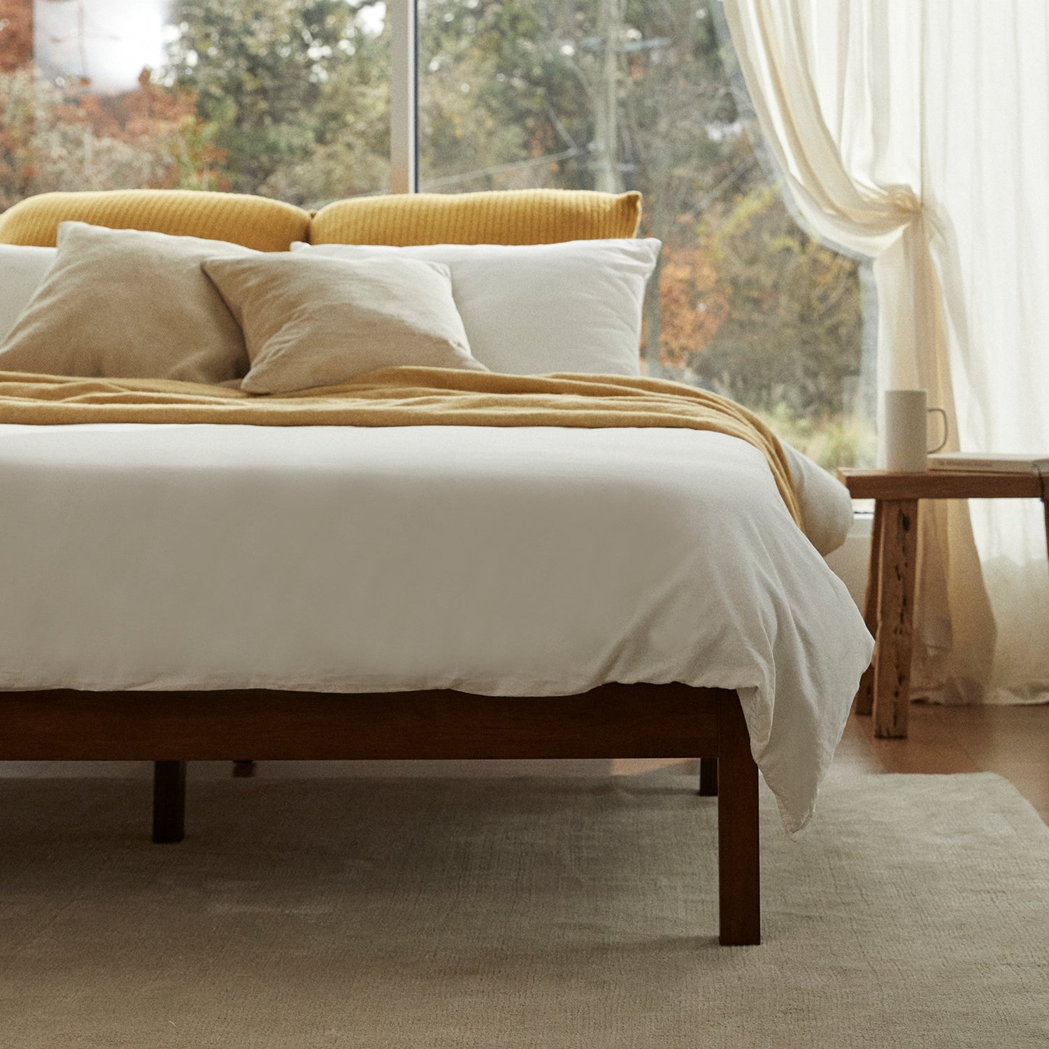 Classic Bed Frame Walnut Color